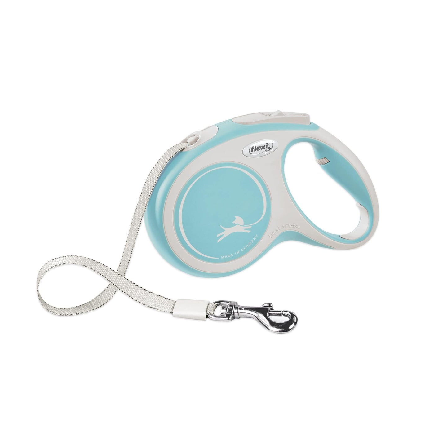 FLEXI® New Comfort Tape Retractable Dog Leash for Medium Dogs Upto 55 lbs. – 16 ft., Blue/Pastel | Tangle Free Pet Walking Leash with One-Handed Brake, Pause, Lock |German Quality Product